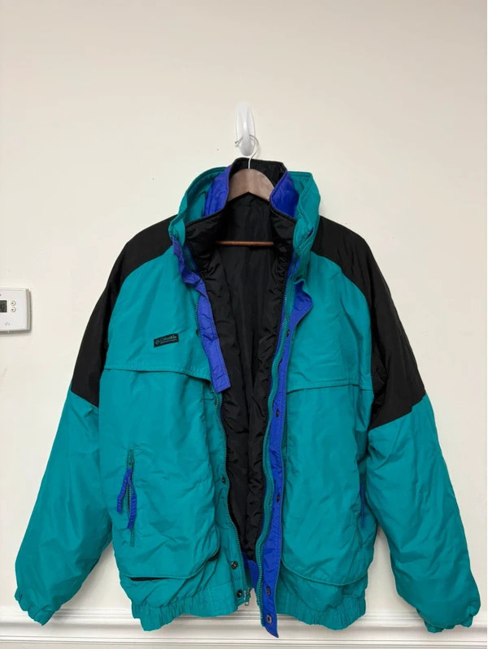 Vintage Columbia Men’s Large 3-in-1 Reversible Ski Jacket Teal Purple Black